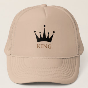 Khaki and Khaki KING Text Crown Image Trucker Hat
