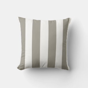Khaki and White Striped Cushion