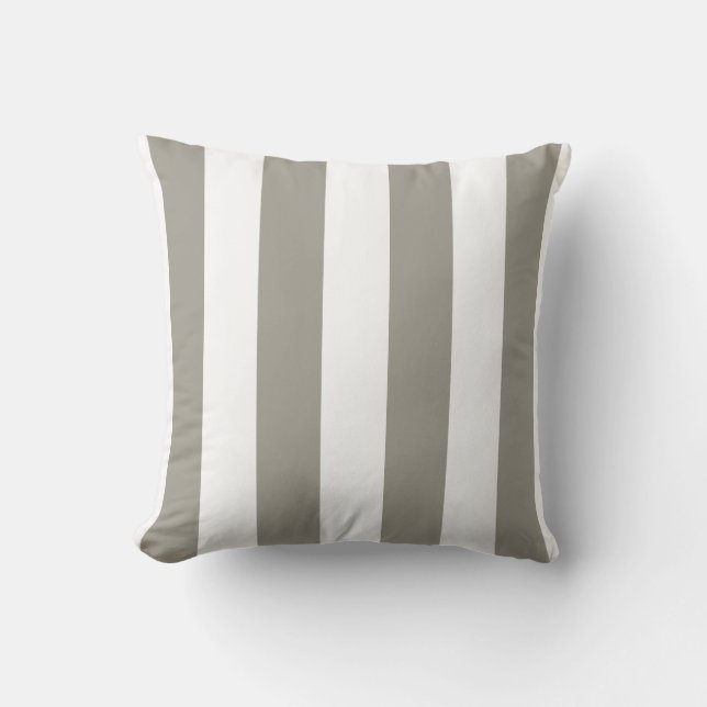 Khaki and White Striped Cushion (Front)