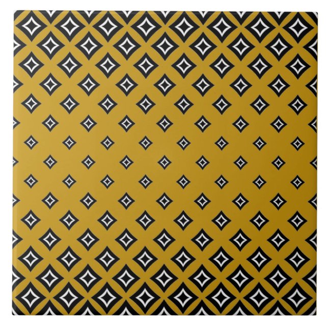 Khaki Background and Geometric Square Pattern Ceramic Tile (Front)