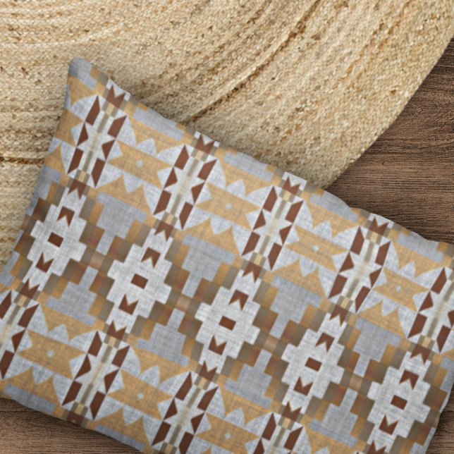 Khaki Beige Taupe Dark Brown Gray Tribal Pattern Pillowcase (Creator Uploaded)