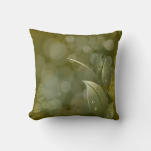 Khaki Bokeh Leaves American MoJo Cushion
