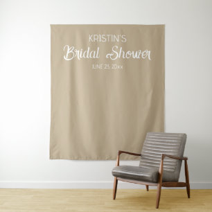 Khaki Bridal Shower Photo Backdrop Tapestry