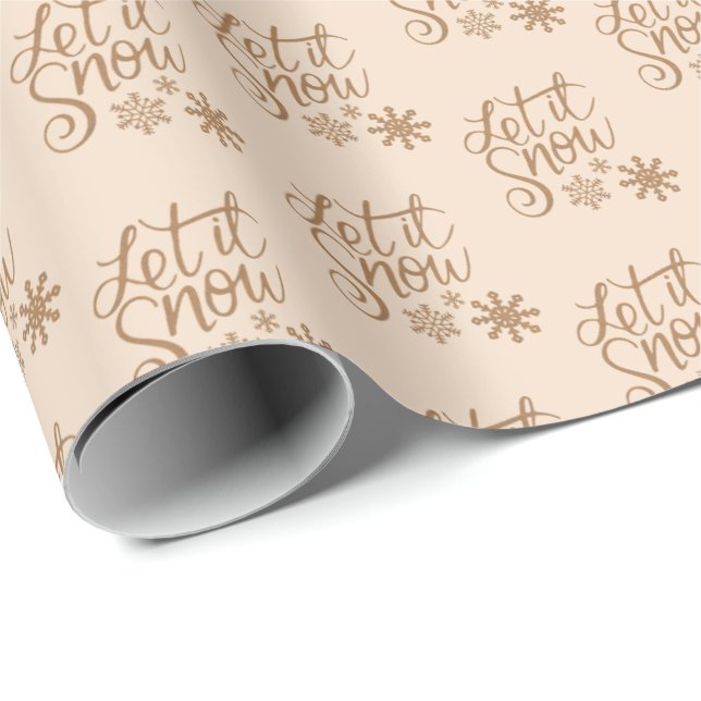 Khaki Brown | Let It Snow Christmas Wrapping Paper (Roll Corner)