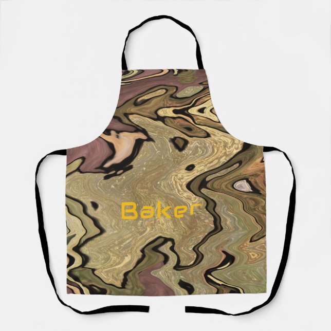 Khaki camo camouflage Cook Baker personalise Apron (Front)