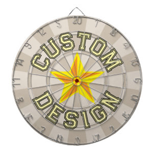 Khaki Colour and Yellow Star Custom Design Text Dartboard