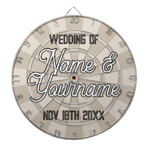 Khaki Colour Your Wedding Names and Date Dartboard