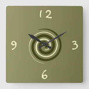 Khaki Green and Lemon >Patterned Kitchen clock