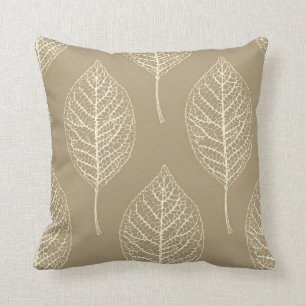 Khaki Green Botanical Leaf Pattern Cushion