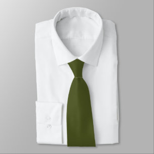 Khaki Green Hidden Initials Solid Colour Neck Tie