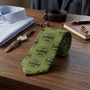 Khaki Green / Olive Custom Logo Repeat Pattern Tie