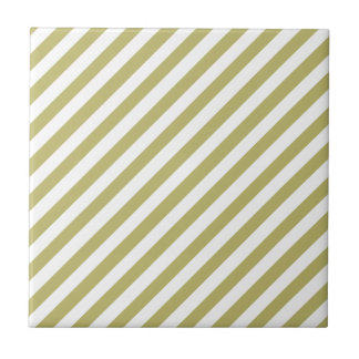 Khaki Green Solid Colour & White Stripes Ceramic Tile