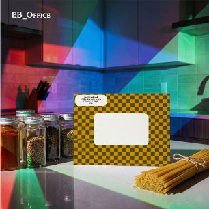 Khaki Green, Yellow Chequered Return Address Envelope
