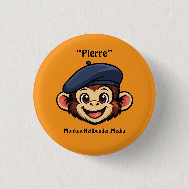 Khaki Macaque Monkey Button - Pierre (Front)