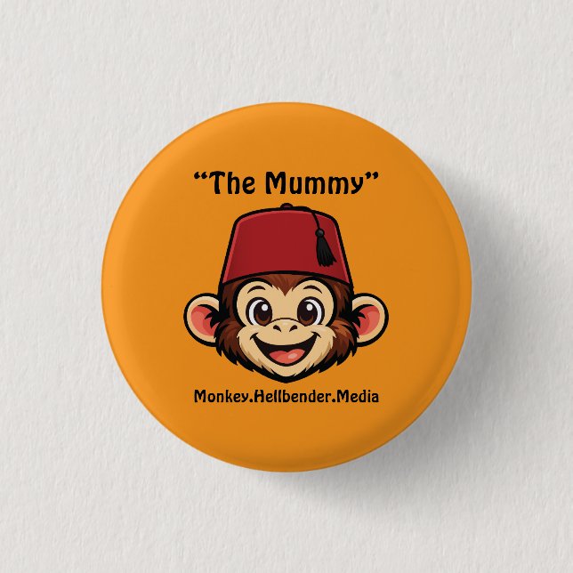 Khaki Macaque Monkey Button - The Mummy (Front)