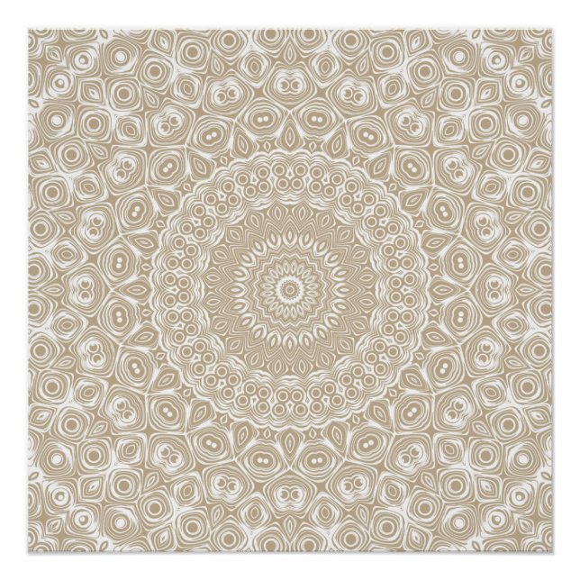 Khaki Mandala Geometric Pattern Poster (Front)