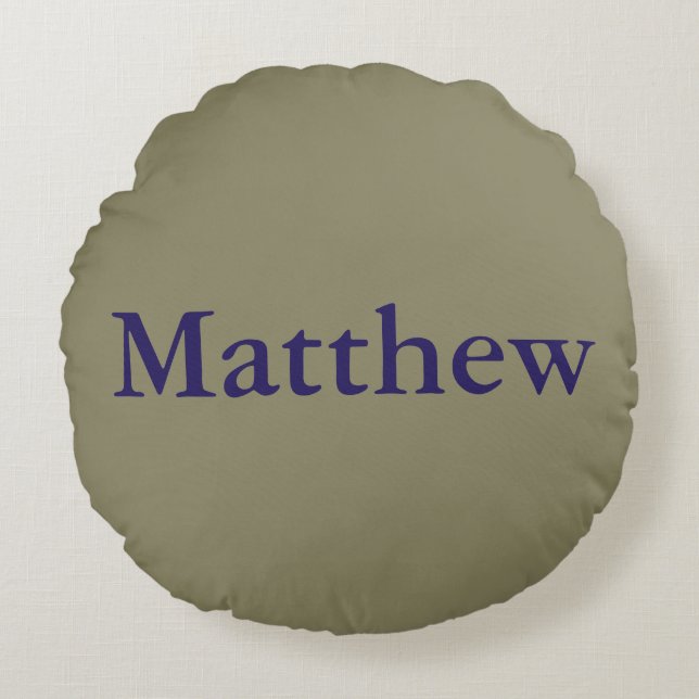 Khaki/Navy Cotton RoundPillow (16") - HAMbyWG Round Cushion (Front)