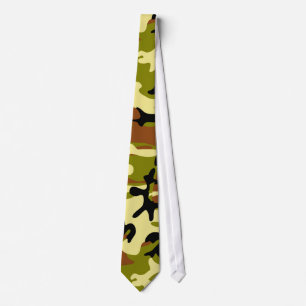 Khaki, Olive, Brown and Black Camouflage Necktie