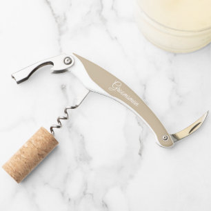 Khaki Personalised Wedding Groomsman Corkscrew