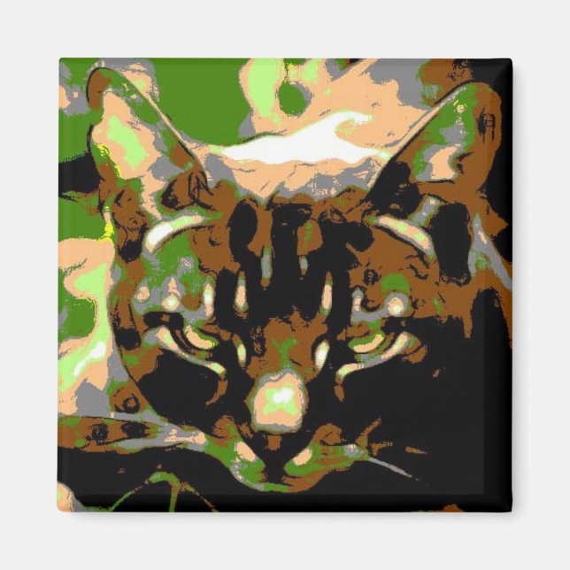 Khaki personalized cat magnet (Front)