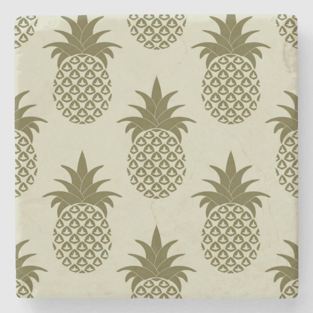 Khaki Pineapple Pattern Stone Coaster (Front)