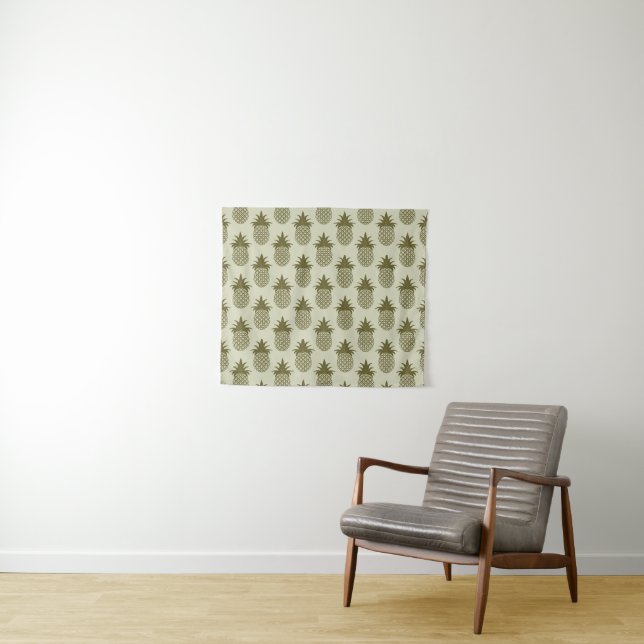 Khaki Pineapple Pattern Tapestry (In Situ (Horizontal))