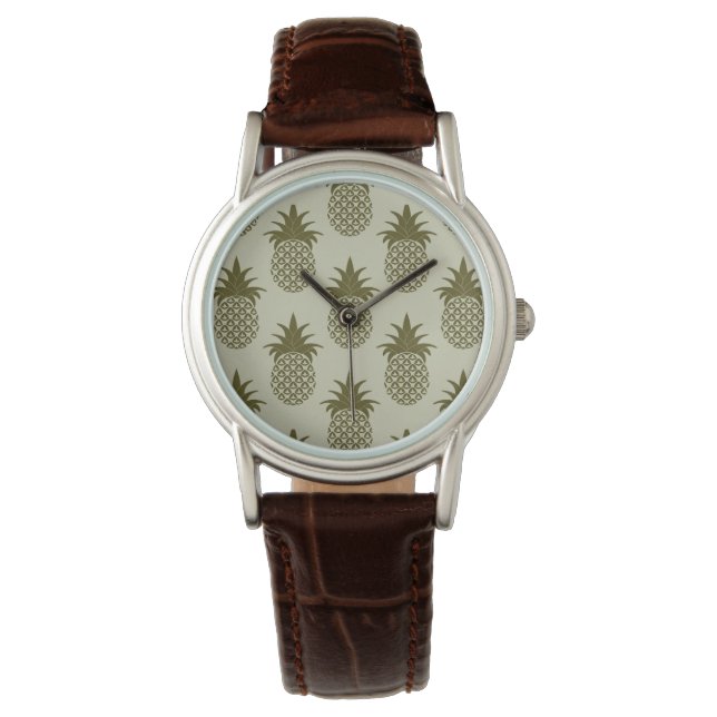 Khaki Pineapple Pattern Watch (Front)