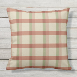 Khaki Rose Sage Check Outdoor Pillow 20x20