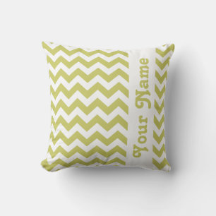 Khaki Safari Chevron with custom text Cushion