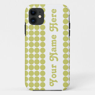 Khaki Safari Dot with name iPhone 11 Case
