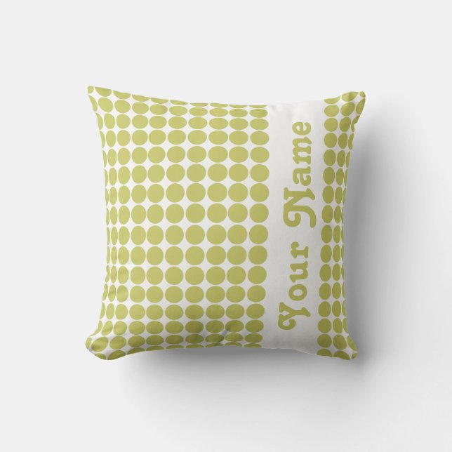 Khaki Safari Dots with custom text Cushion (Front)