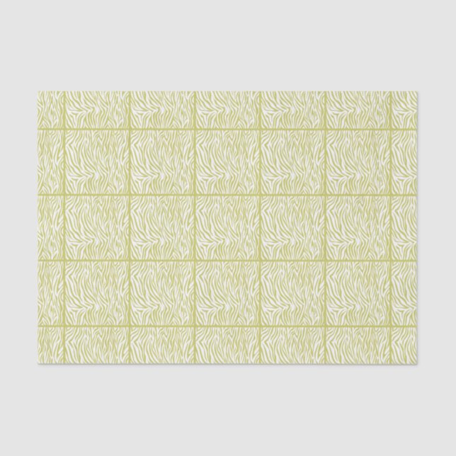 Khaki Safari Zebra, tiled design Tissue Paper (Front)