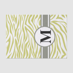 Khaki Safari Zebra with monogram Tissue Paper