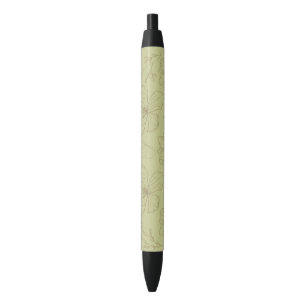 Khaki & Sage Green Boho Floral  Black Ink Pen