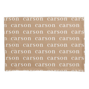 Khaki Sand Simple Personalised Repeating Name Pillowcase
