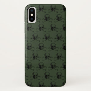 Khaki Skull Halloween Personalised Name iPhone X Case