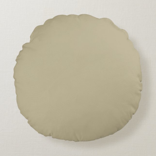 Khaki, Solid Colour, Cushion, Modern, Simple Round Cushion (Front)