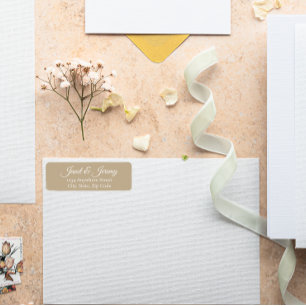 Khaki Stylised Names Wedding Address Return Address Label
