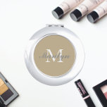 Khaki Stylised Wedding Bridesmaid Monogram Compact Mirror<br><div class="desc">A personalised compact mirror for your wedding bridesmaid or maid of honour that has her initial and name stylised on a trendy,  khaki colour background. Edit to replace initial and name. Select your compact mirror style. Available in many,  popular bridesmaid wedding colour schemes.</div>