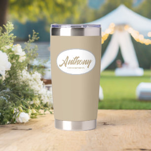 Khaki Stylised Wedding Groomsman Insulated Tumbler