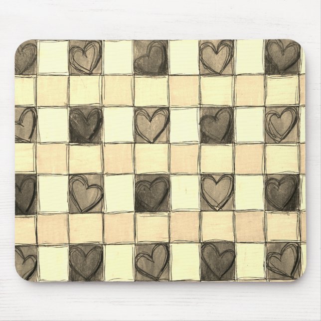 Khaki tan cream gingham Mouse pad (Front)