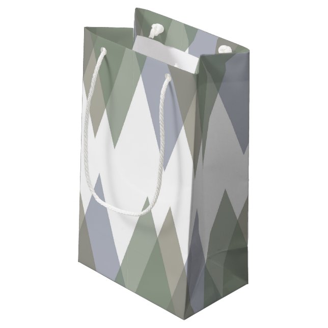 Khaki triangles small gift bag (Back Angled)