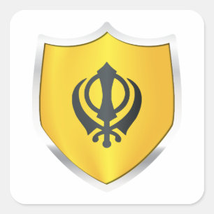 Khalistan Silver Shield Flag Square Sticker