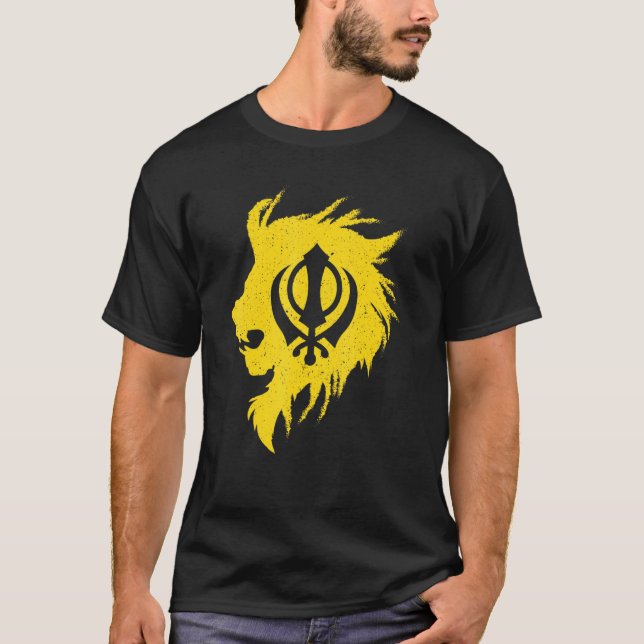 Khanda Lion Kaur  Punjabi  Sikhism Sikh T-Shirt (Front)