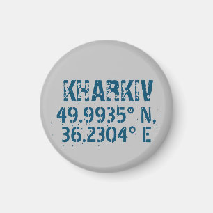 Kharkiv Ukraine Latitude & Longitude Distressed Magnet