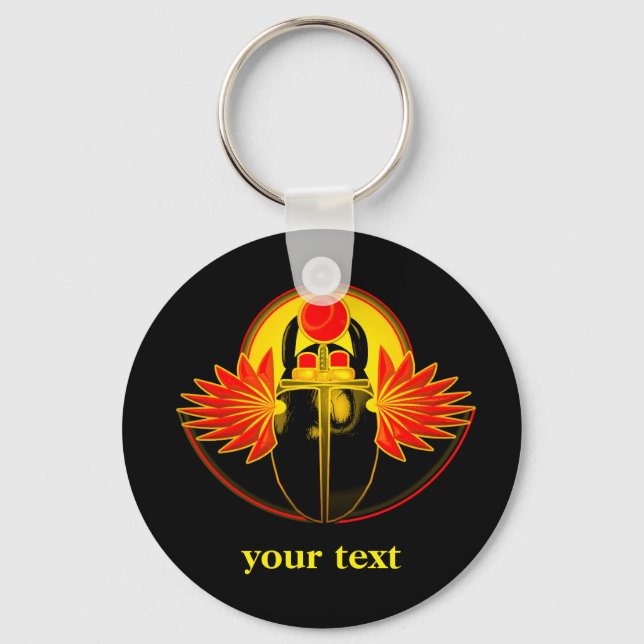 Kherpi God of the Rising Sun,scarab beetle.Text   Key Ring (Front)