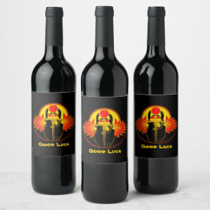 Kherpi God of the Rising Sun,scarab beetle. Wine Label