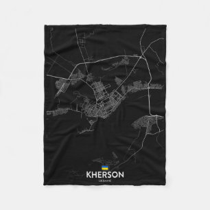 Kherson Ukraine City Map Travel Souvenir Hometown Fleece Blanket