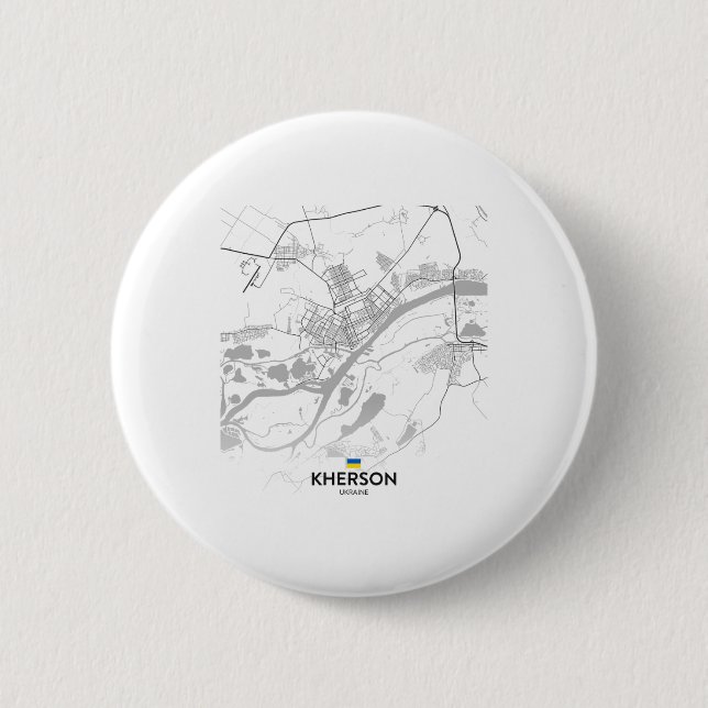 Kherson Ukraine Map Flag  6 Cm Round Badge (Front)