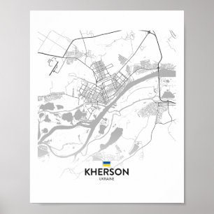 Kherson Ukraine Map Flag  Poster